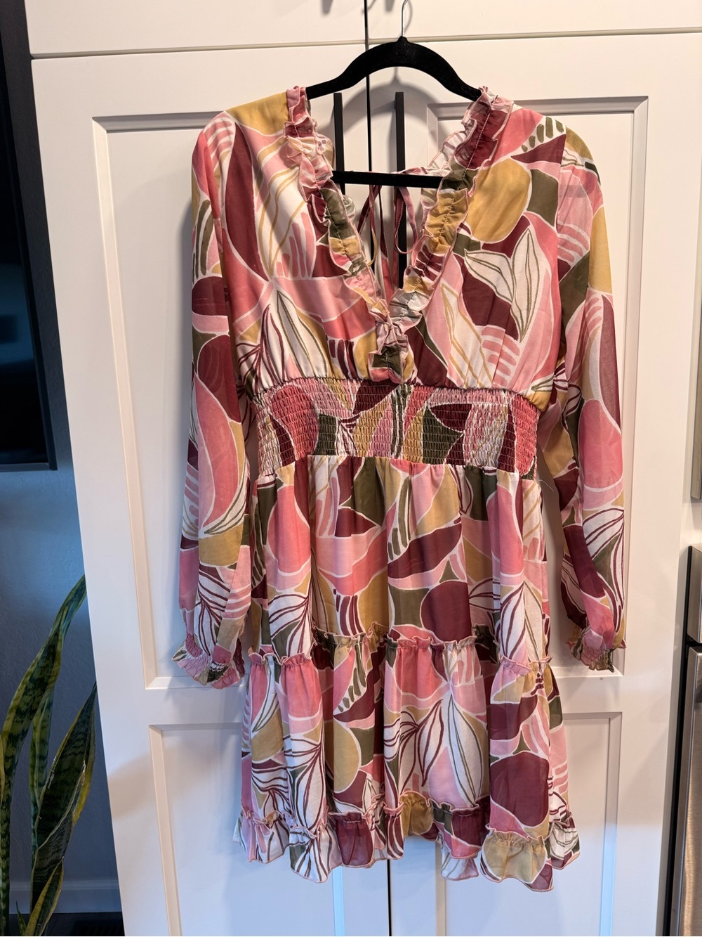 Molly Bracken Pink Multi-Color Floral Ruffled Smock Dress